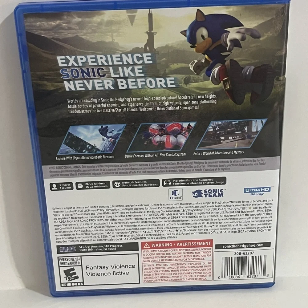 Sonic Frontiers for PS5- Used once
